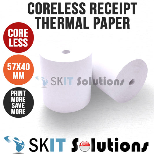 Thermal Paper Roll 57x40mm - Credit Card Machine NETS Receipt Terminal Food Delivery Cashier Cash Register MOQ 48 Rolls