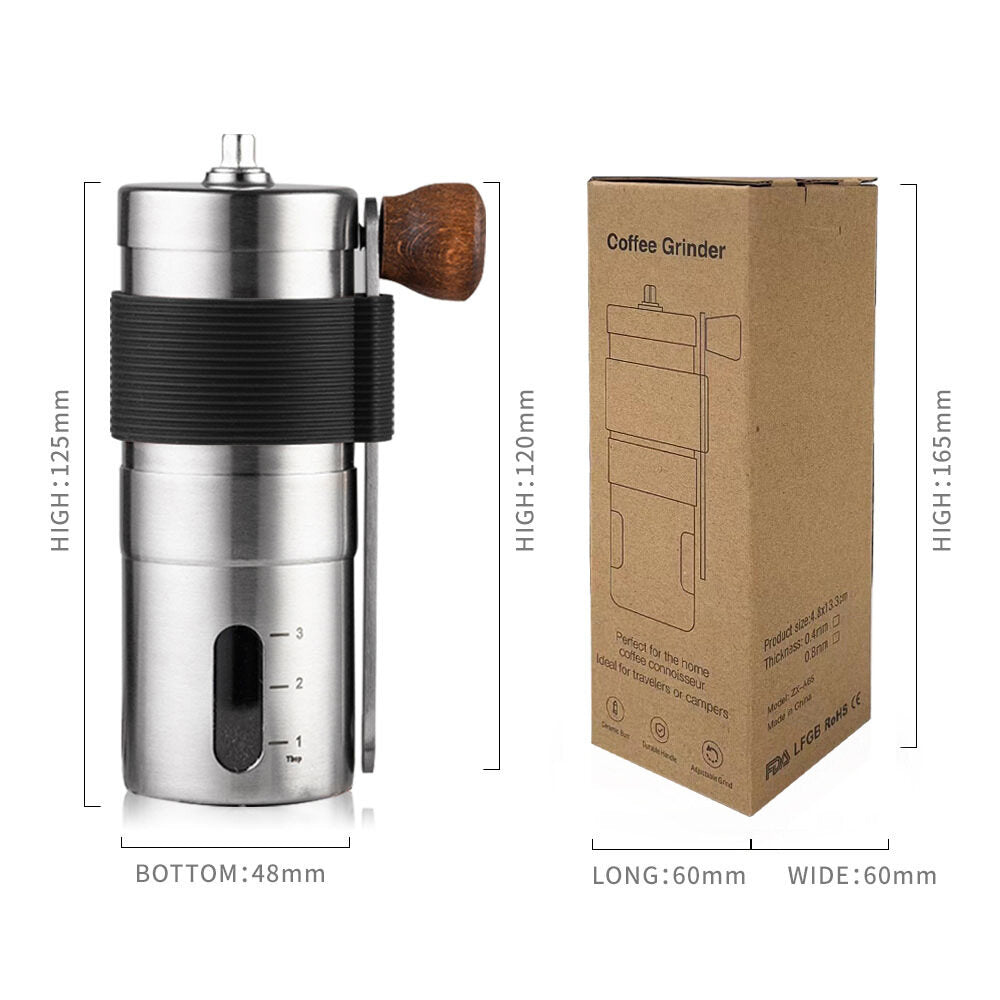 Upgraded Mini 304 Stainless Steel Hand Manual Coffee Grinder Machine Mill Tool Black Ceramic Burr