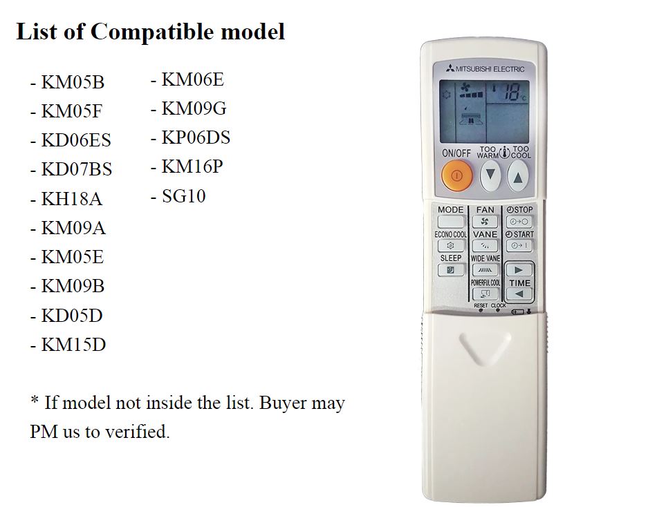 Replacement Mitsubishi Aircon Remote Control Air Conditioner AC Air Con Remote Controller KM05E KM12B KM06E KD05D SG10