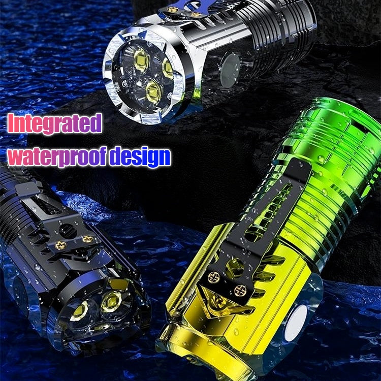 Three Eyed Mini Flashlight Rechargeable Magnetic Clip Torchlight Camping Flash Torch Light Bright