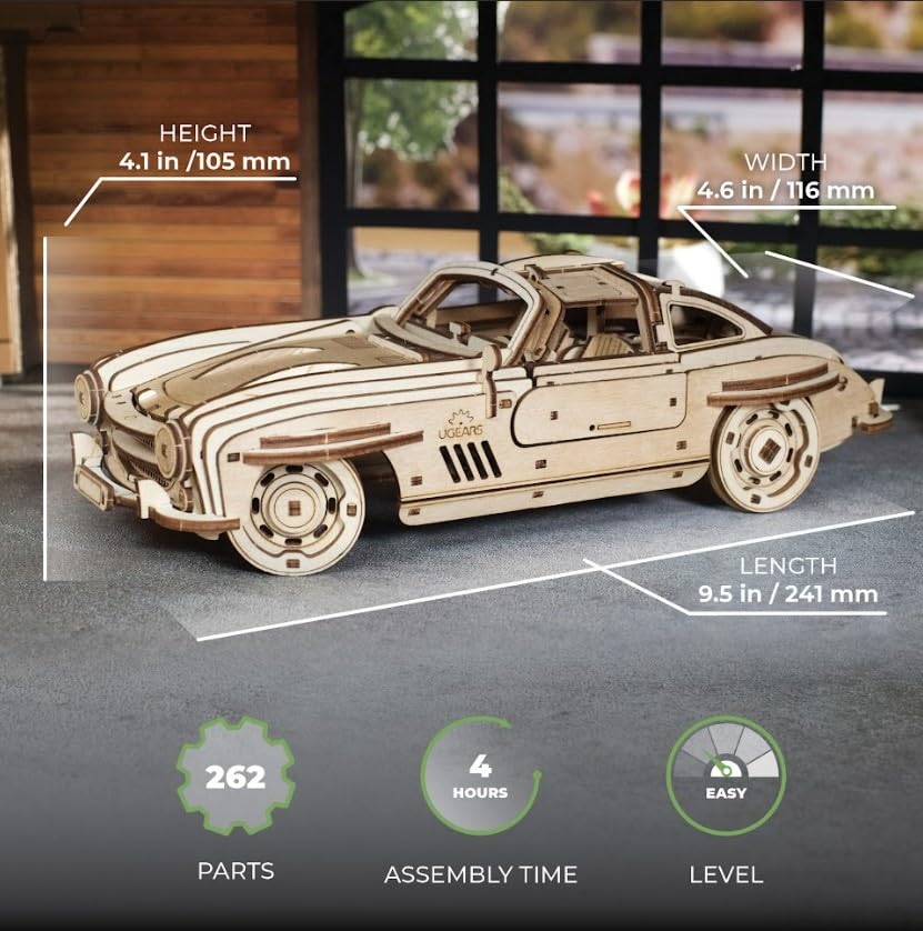 UGEARS Winged Sports Coupe 3D Mechanical Model Wooden Puzzle DIY Car Kits