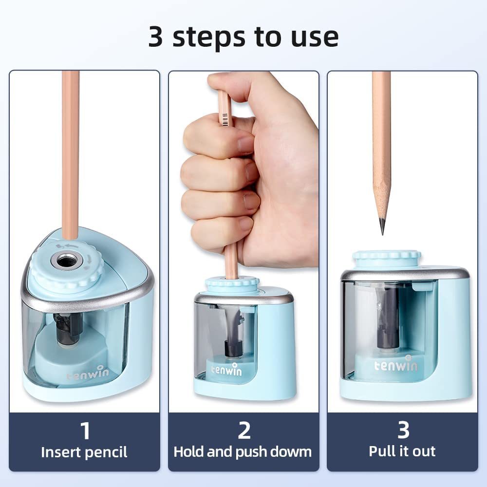Electric Pencil Sharpener Battery Operated Automatic Rotary Sharpener for 6–8mm Pencils School Office
