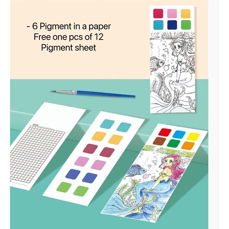 Pocket Water Color Painting Book 20 Picture Creative Paint Kit Pocket Paint with Brush Painting for Toddlers Kids 3+