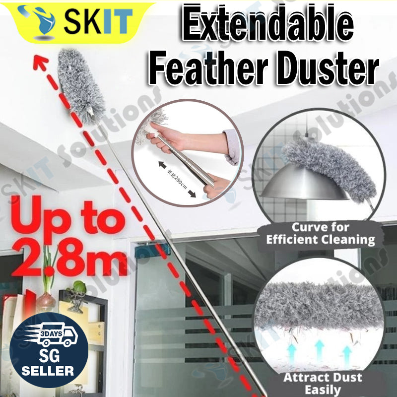 280CM Extendable Microfiber Duster Rod for Ceiling Fan High Area Cleaning Long Handle Dust Remover