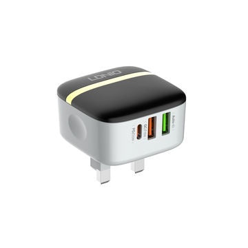 LDNIO 3-Port 32W Fast USB Wall Charger QC3.0 & PD A3513Q 1 USB-C & 2 USB-A with FREE USB Type-C Cable