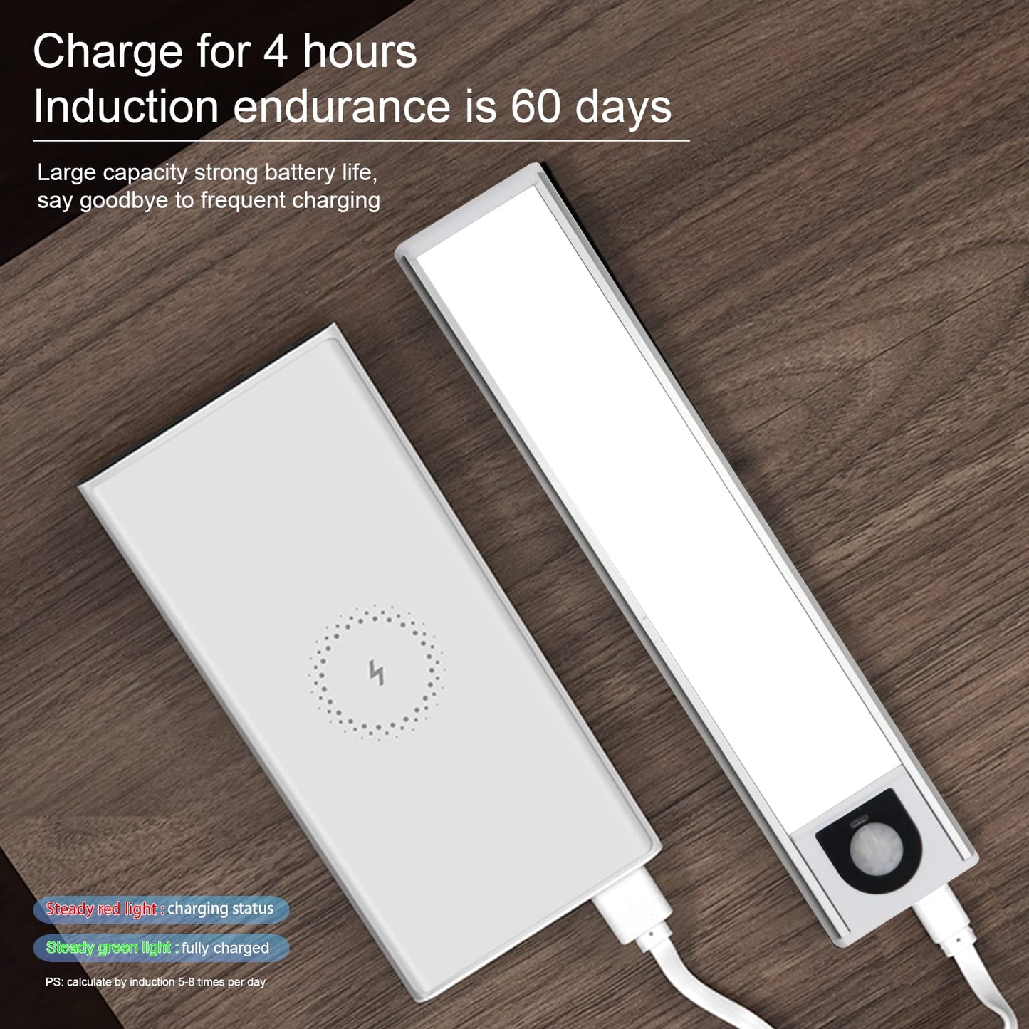 ULTRA THIN 0.9cm Portable Induction Night Light Led Wardrobe Strip Lamp Cabinet Light with Wireless Motion Sensor Detector