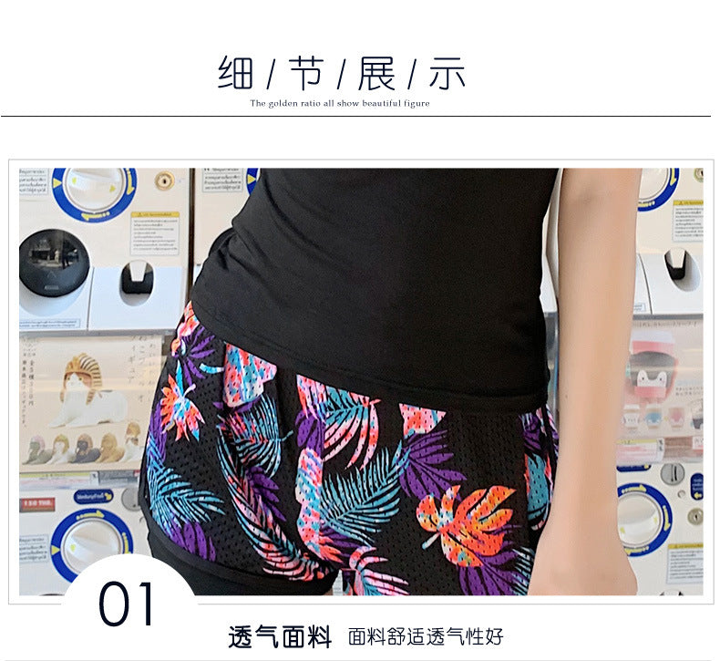 2 Pcs/Set Women Swimming Suit Swim Wear Ladies Two Piece Swimwear Sunscreen Swimsuit Short-Sleeve Top+Flat-Angle Skirt