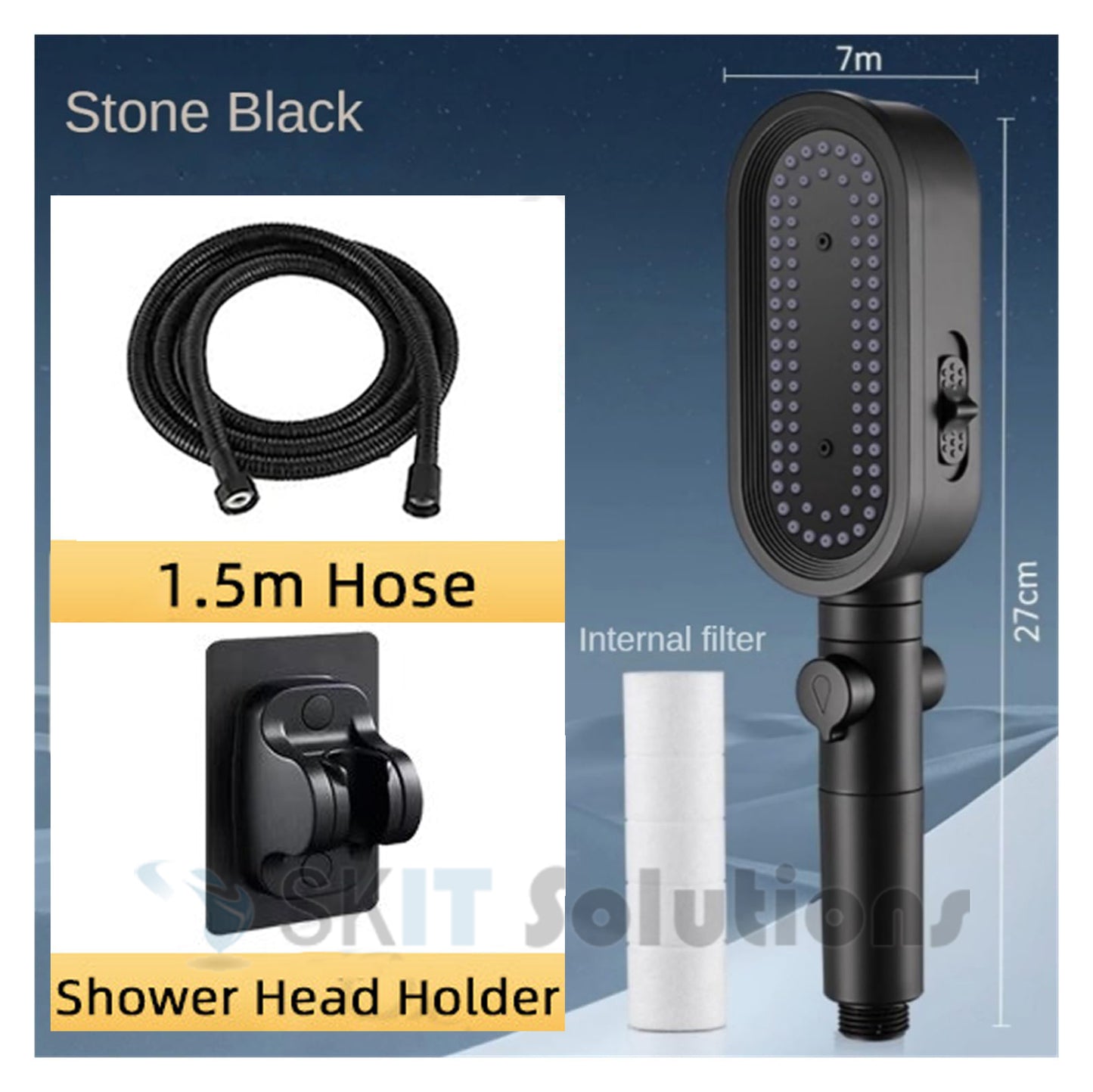 3 Mode High Pressure Shower Head Eco Water Saving Adjustable ShowerHead One-Key Stop Spa Massage Bathroom Accessories