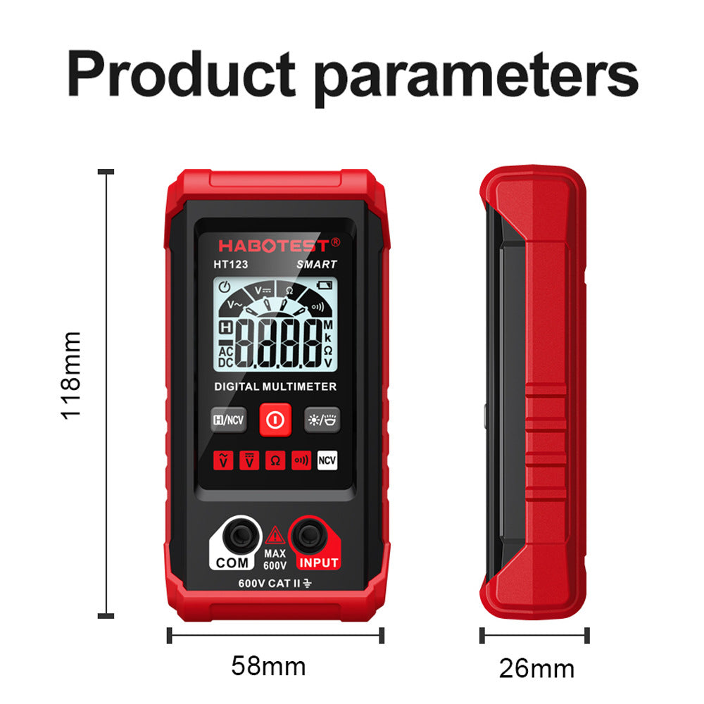 HABOTEST HT123 Smart Digital Multimeter AC/DC Voltage Resistance Continuity Measurement Tester NCV Multimeter Voltmeter