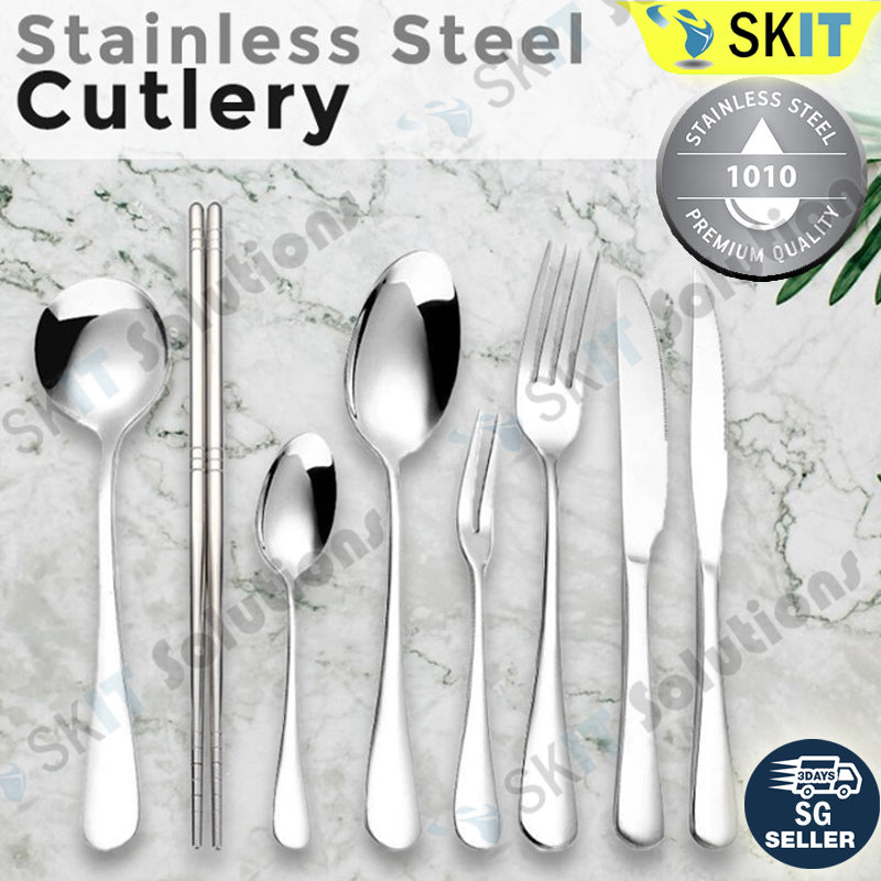 Stainless Steel Cutlery Set Fork Spoon Knife Chopsticks Soup Spoon Tea Spoon Kitchen Utensils Gift