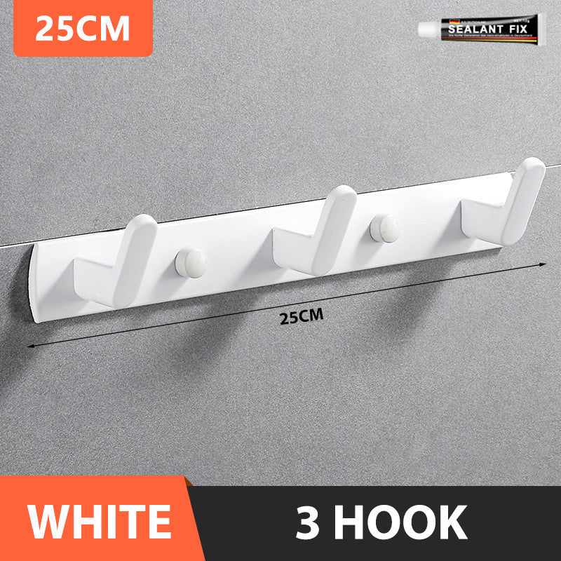3/5/7 Hooks Aluminum Wall Hook Hanger Heavy Duty No Drill Nail Free Clothes Towel Bathroom Kitchen