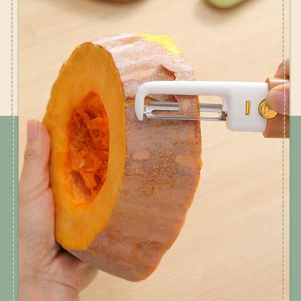 2-In-1 Peeler Knife Fruit Cutter Vegetable Slicer Stainless Steel Blade Scraper Kitchen Travel Tool