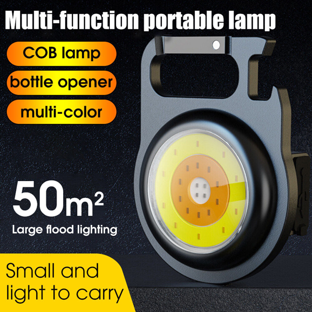 Round Mini LED Flashlight Portable USB Rechargeable Work Light 500 Lumens Bright Keychain Light Small Pocket Flashlights