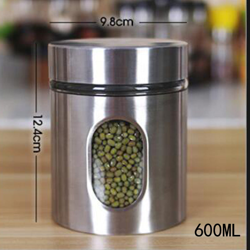 Airtight Stainless Steel Glass Food Storage Container Kitchen Canister Jar Flour Pasta Rice Spices