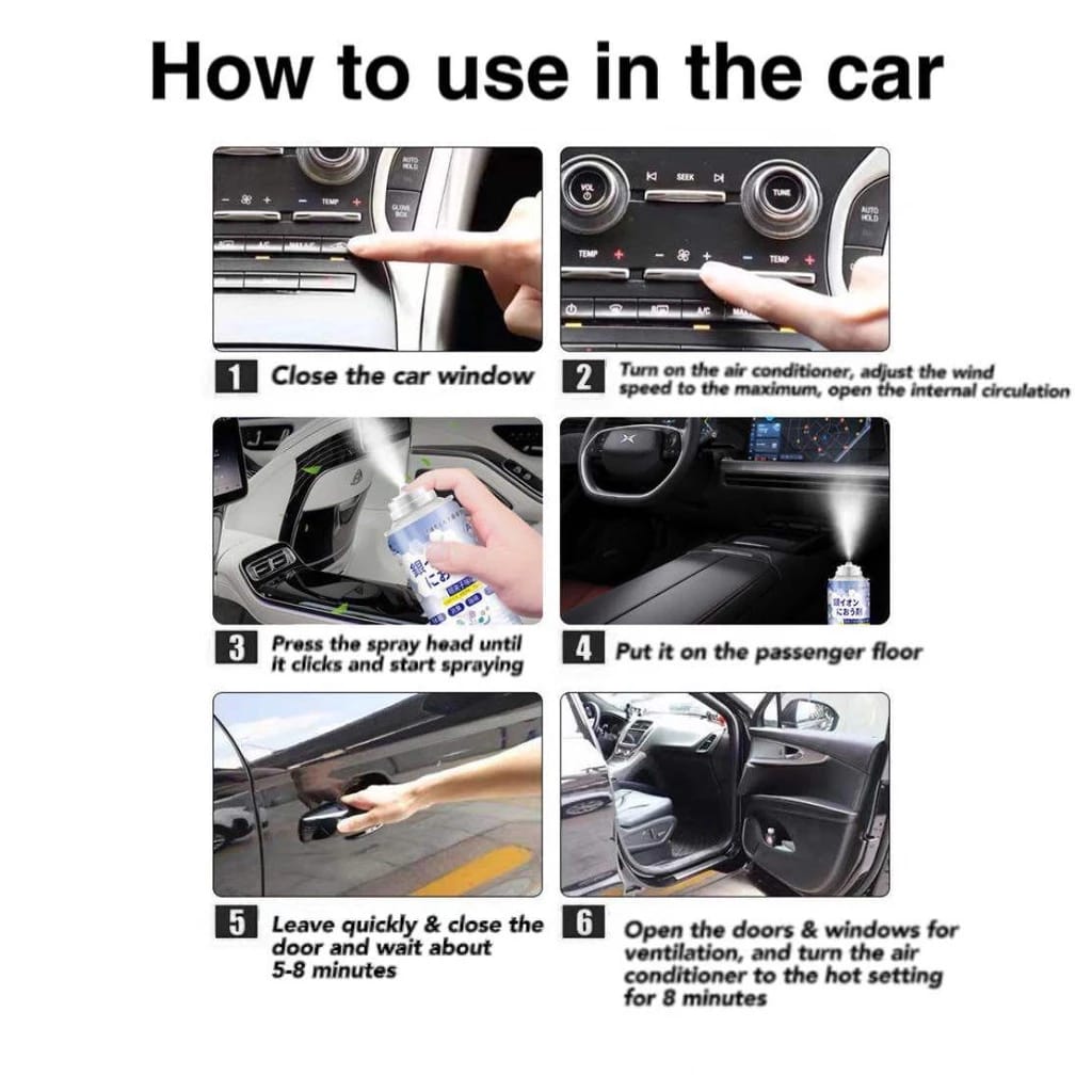 Car Antibacterial Deodorant Self-Spray Air Freshener Odor Eliminator Remover Nano Mist Sterilizer