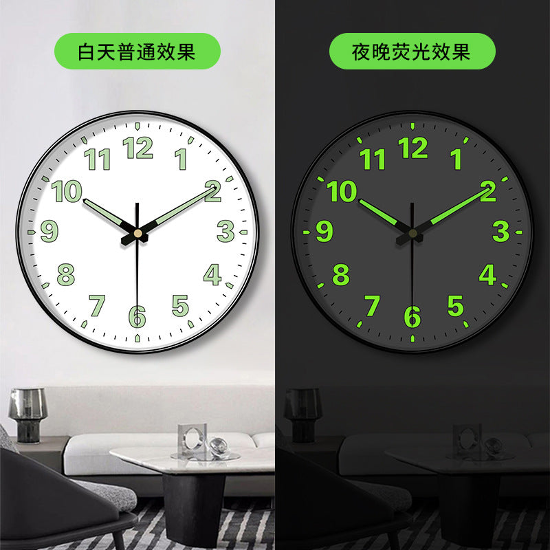8/12 Inch Luminous Minimalist Designer Wooden Quartz Wall Clock Dark Glowing Silent Non-Ticking Home