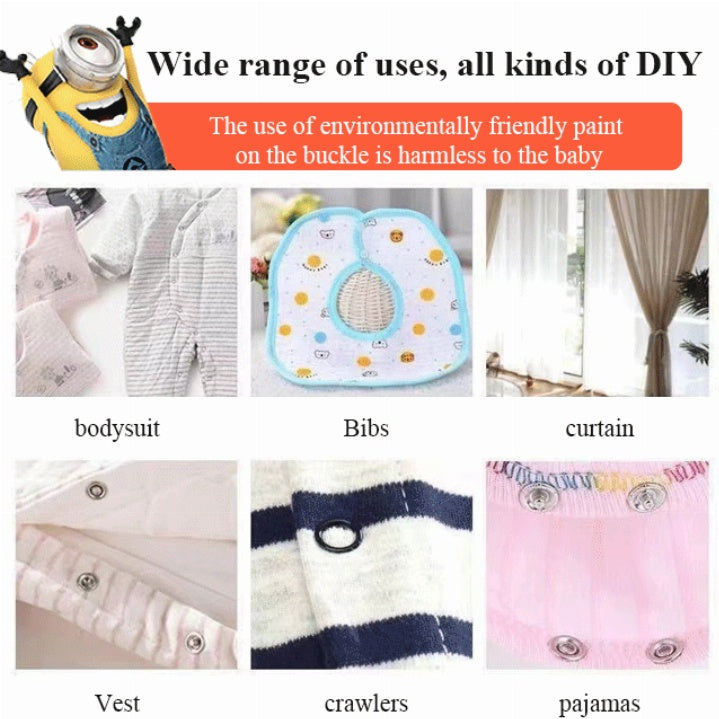 Seamless Snap Button Kit with Manual Pliers Ergonomic Metal Press Studs Tool Box Kit Stainless Steel Snap Fastener Kit