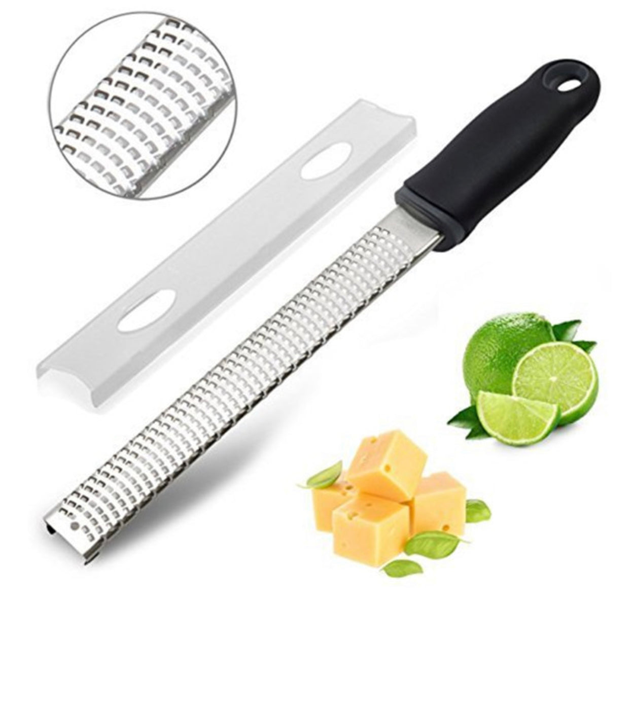 Stainless Steel Cheese Grater Lemon Citrus Zester Sharp Blade Ginger Grating Scraping Tool with Cover