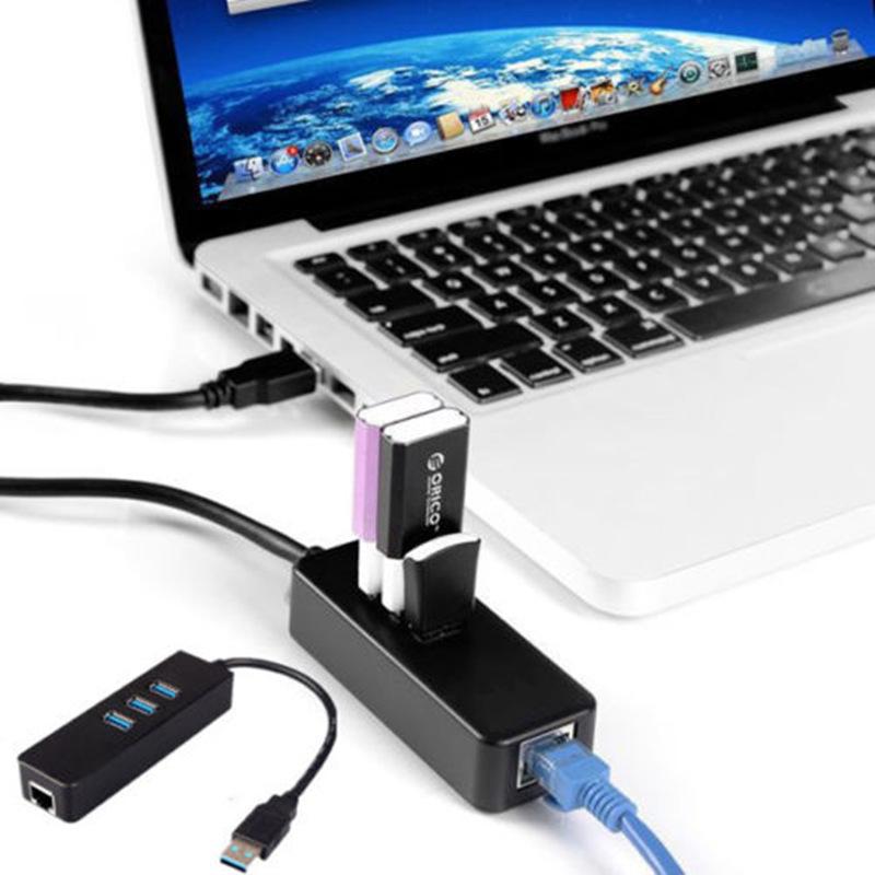 100M / 1000M 1GB 3 Port USB3.0 Hub + RJ45 Gigabit Ethernet Network Lan Adapter WIN MAC