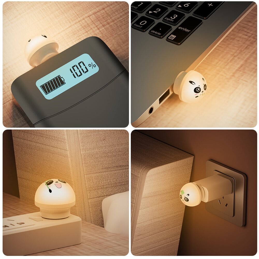 USB Smart English Voice Control Night Light LED Lamp Desk Bedside Soft Light Eye Protection Sensor