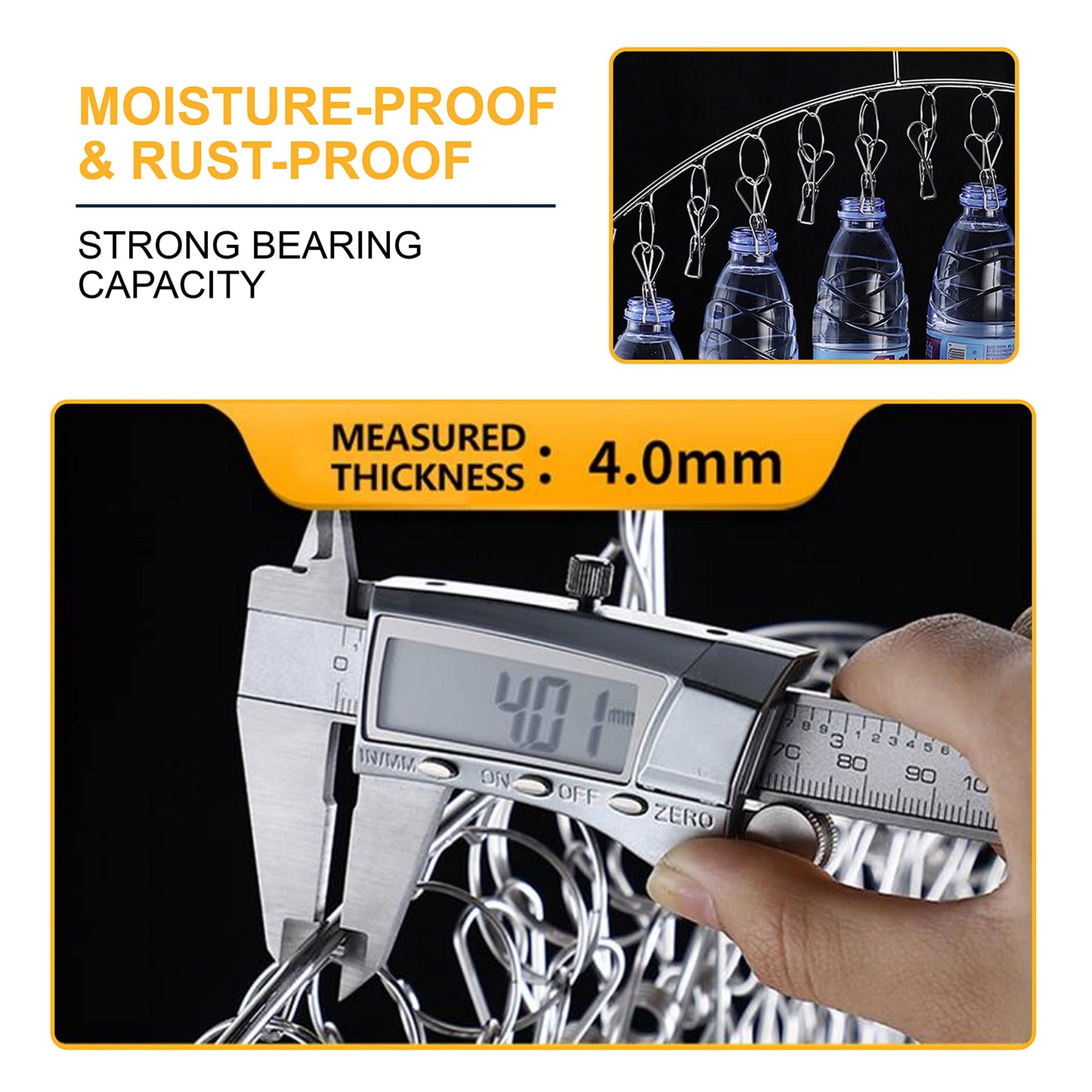 SUS304 Stainless Steel Hanger 8 / 10 / 20 Clips Peg Windproof Rust-Proof Laundry Drying Rack Hanging Organiser Balcony