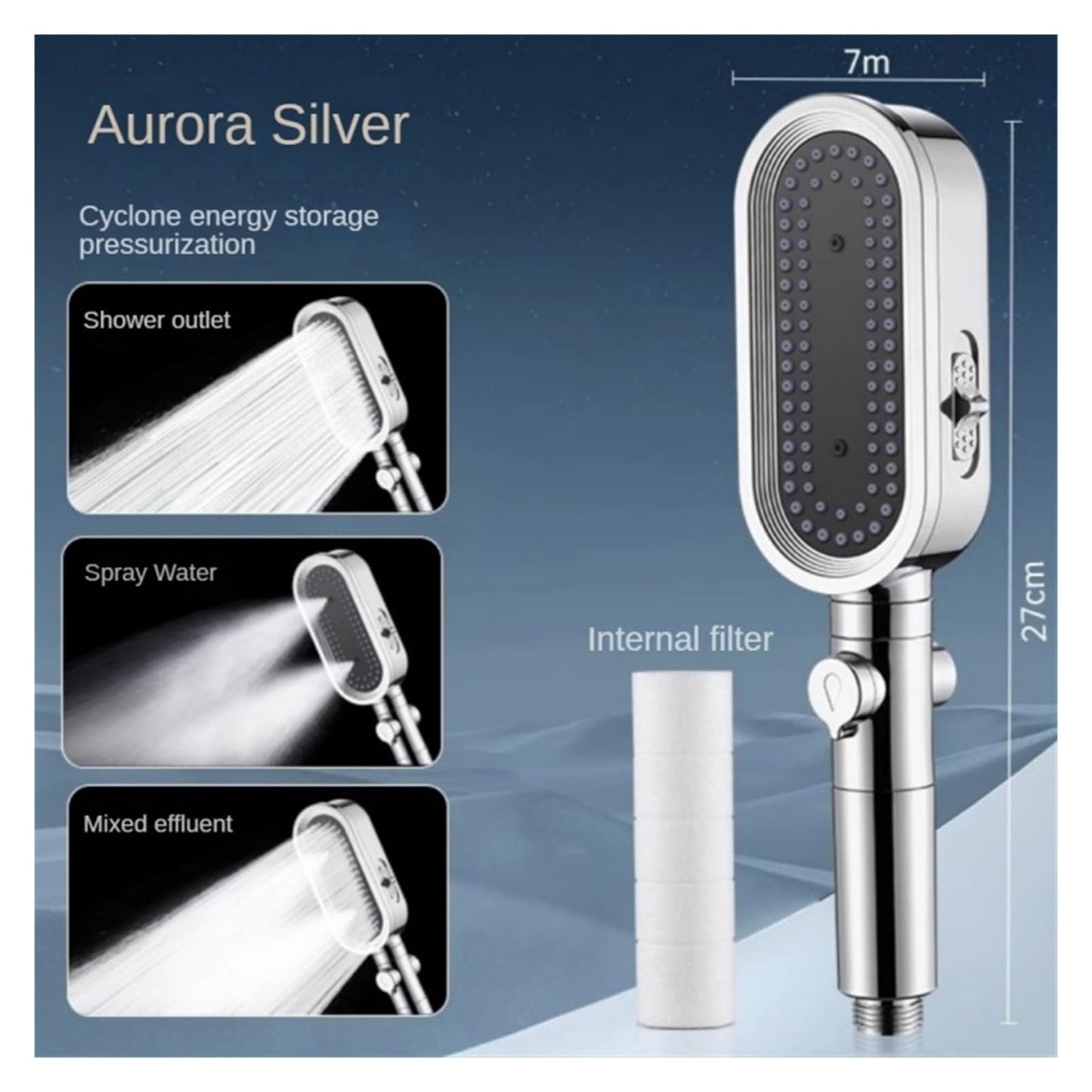 3 Mode High Pressure Shower Head Eco Water Saving Adjustable ShowerHead One-Key Stop Spa Massage Bathroom Accessories