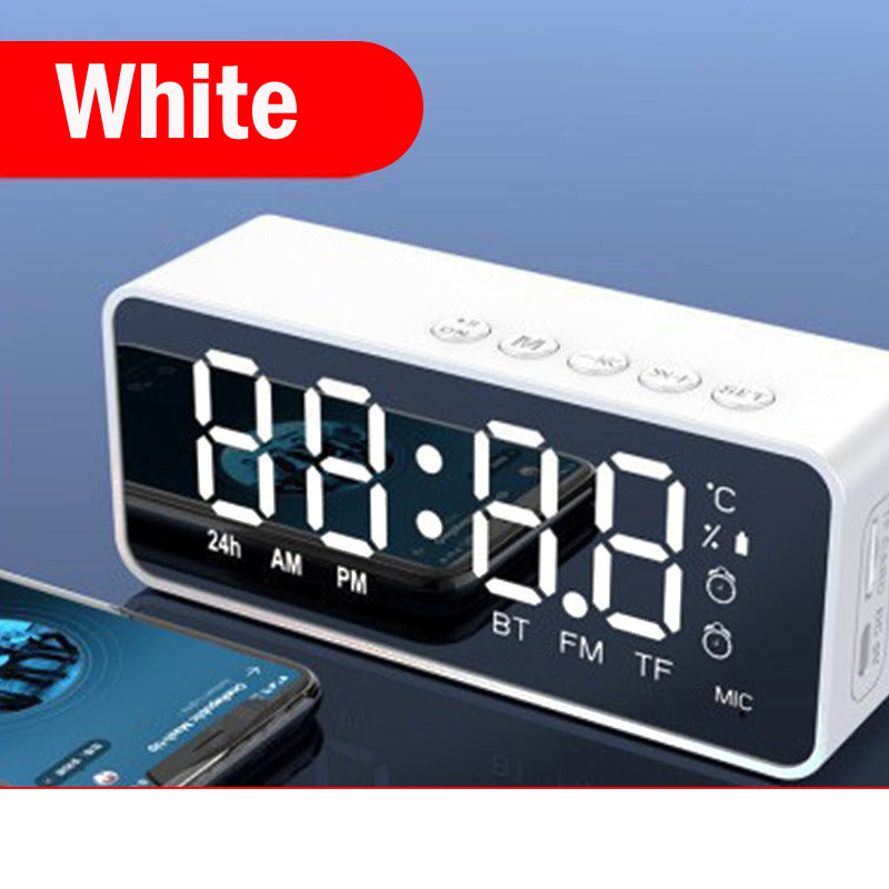Rechargeable Mirror LED Digital Display Alarm Clock Bluetooth 5.0 Wireless Speaker FM Alarm TF Music