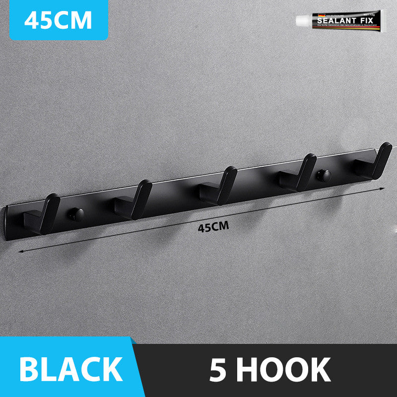 3/5/7 Hooks Aluminum Wall Hook Hanger Heavy Duty No Drill Nail Free Clothes Towel Bathroom Kitchen