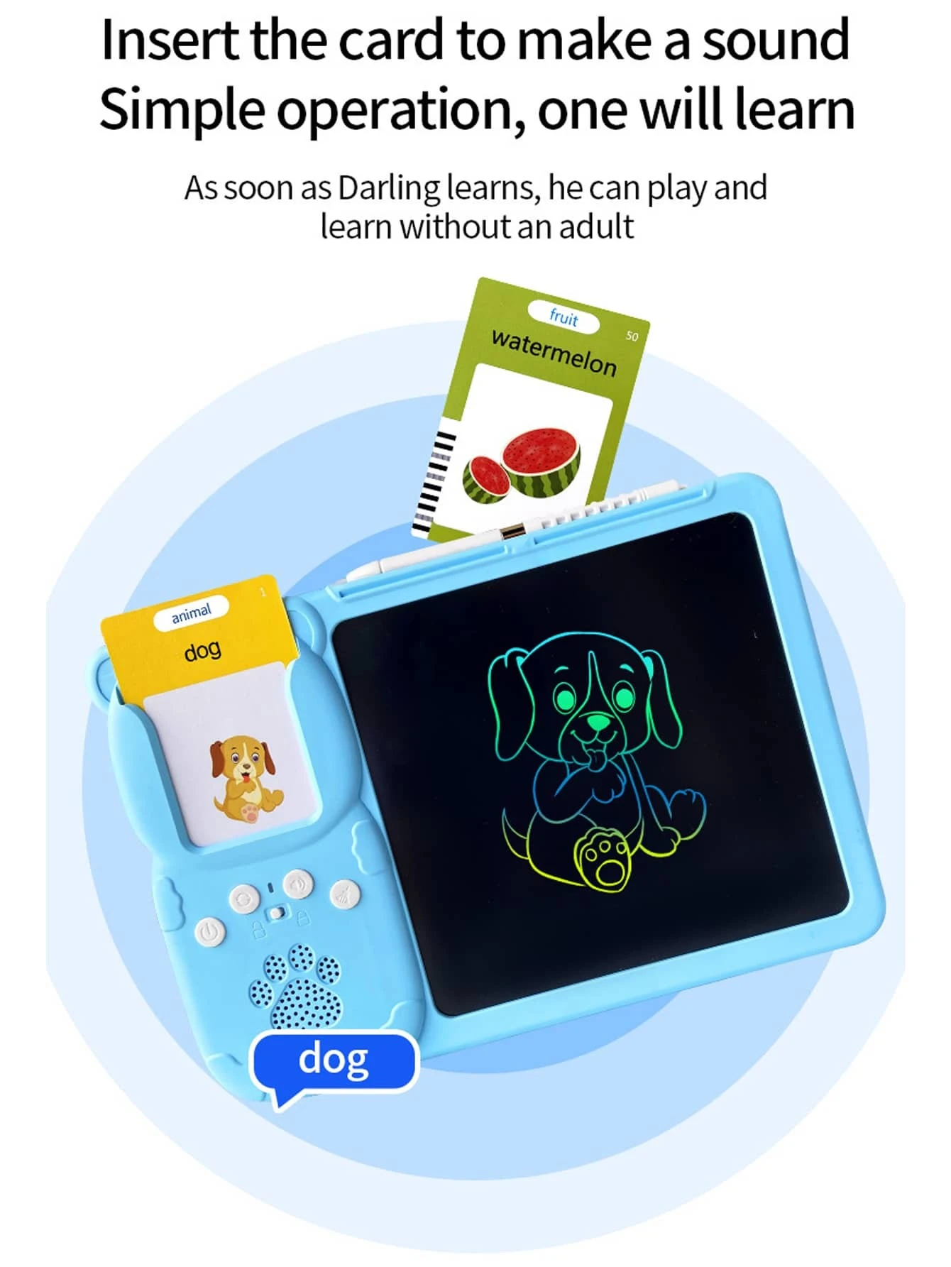 LCD Writing Board Pad Tablet Talking Flash Cards Learning Toys Montessori Educational Speech Therapy Toddlers Kids Baby