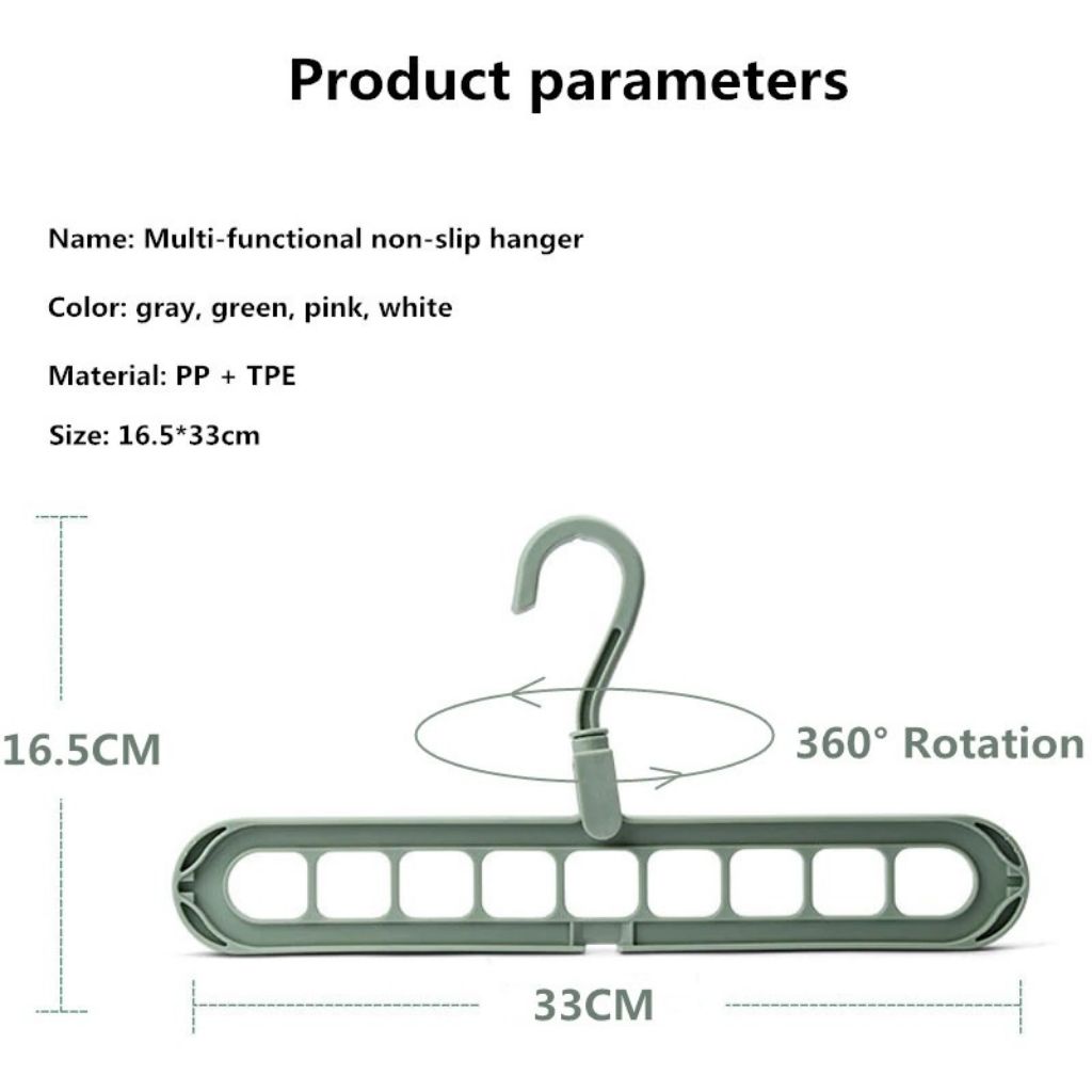 9-Hole Magic Clothes Hanger Foldable Space Saving Wardrobe Closet Organizer Anti-Slip - 5 Colors