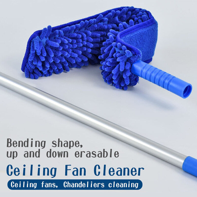 T-Shape Ceiling Fan Duster + Extendable Pole Absorb Dust Telescopic Rod Washable Microfiber Cleaner Cleaning Brush Tools