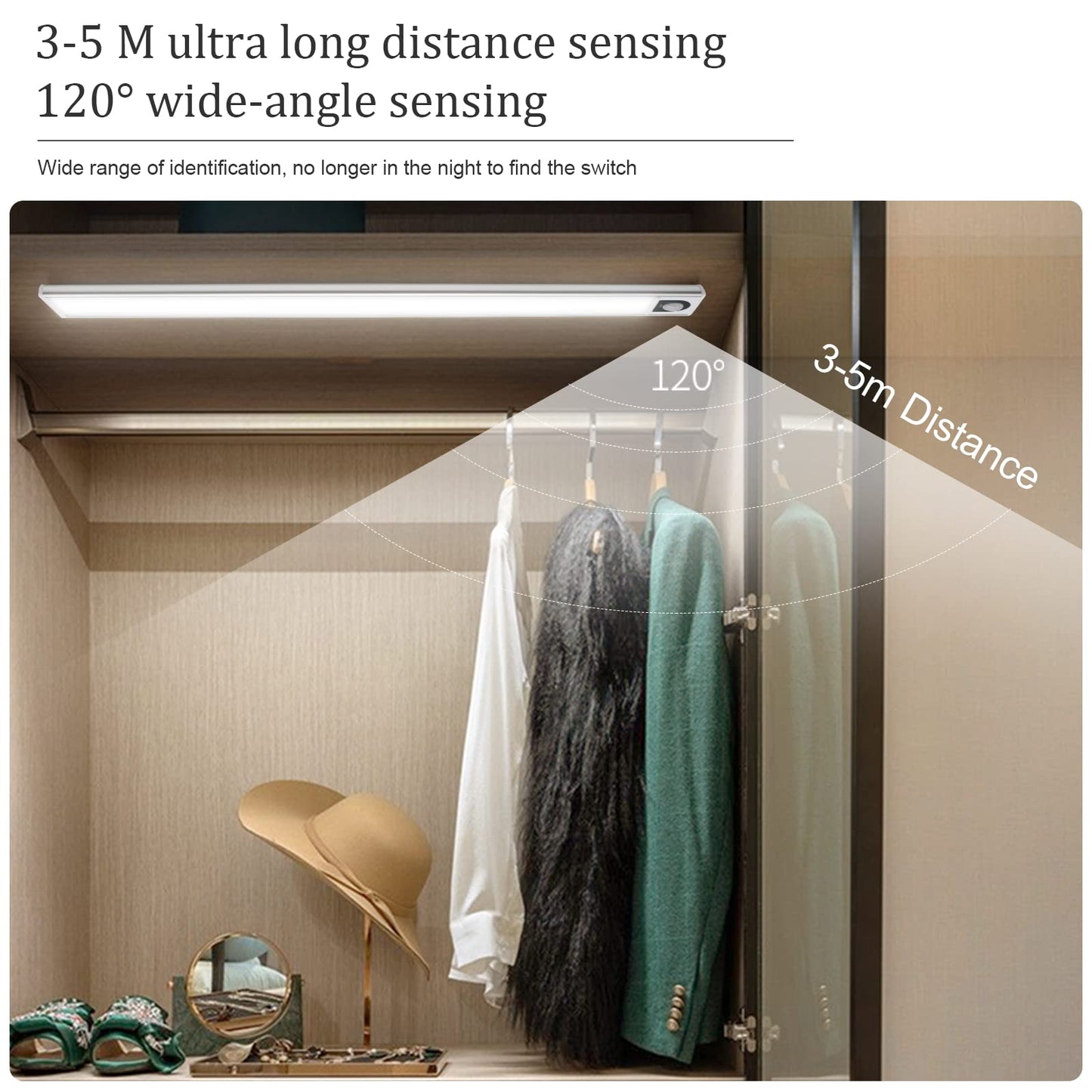 ULTRA THIN 0.9cm Portable Induction Night Light Led Wardrobe Strip Lamp Cabinet Light with Wireless Motion Sensor Detector