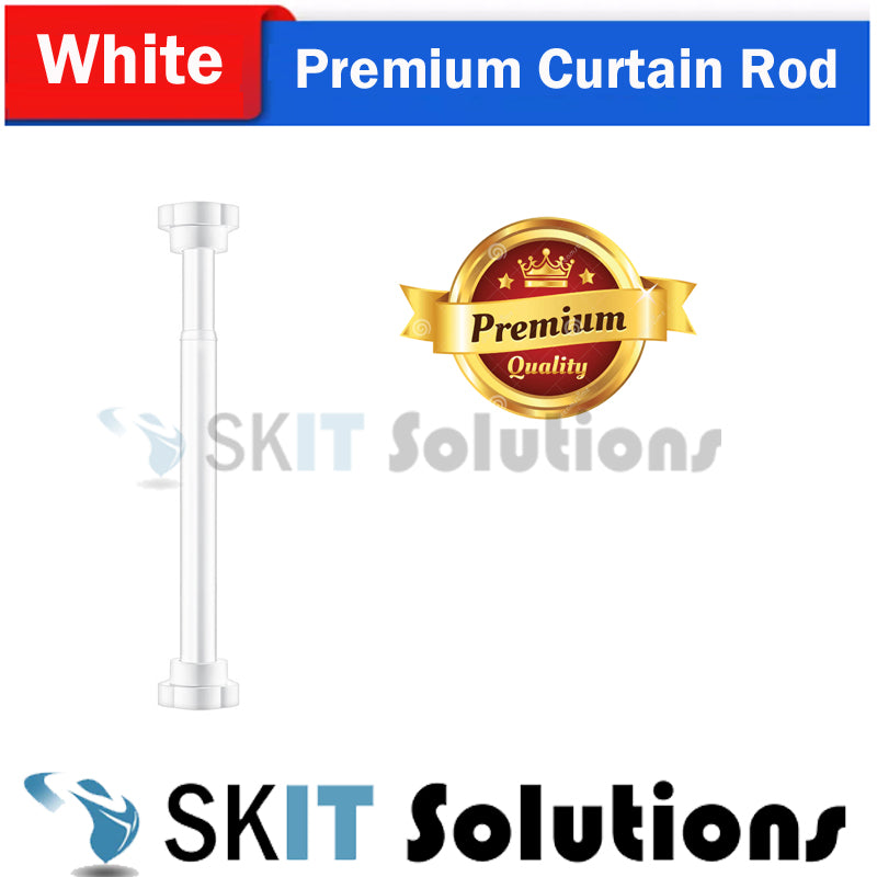 No-Drill Tension Curtain Rod – Black, Silver & White