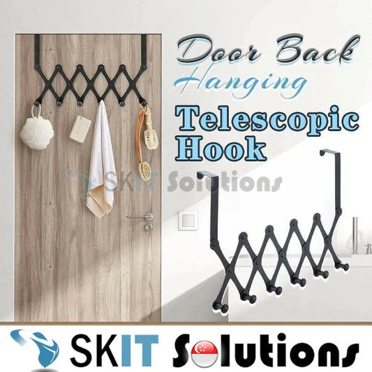 4/5/6 Hook Expandable Door Over the Hook Behind Back Door Hanger Hanging Rack Clothes Storage Organiser Holder Organizer