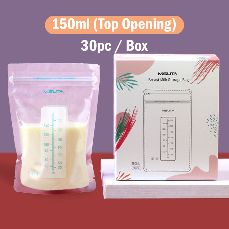 Misuta 150/200ml Breastmilk Breast Milk Storage Freezer Bags Containers with Spout Double Zipper BPA Pre-Sterilised Leakproof