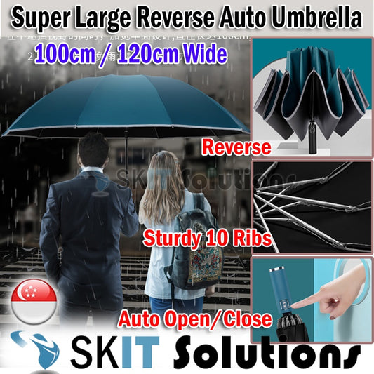 Super Large Automatic Reverse Folding Umbrella Inverted Fold Windproof Auto Open Close Anti UV Coating Lightweight