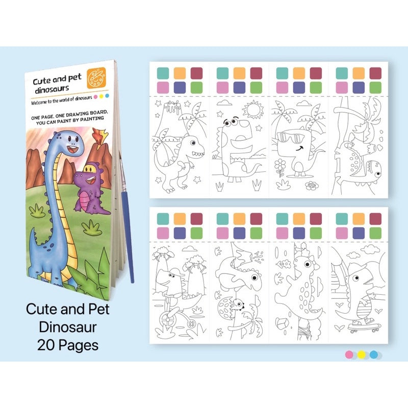 Pocket Water Color Painting Book 20 Picture Creative Paint Kit Pocket Paint with Brush Painting for Toddlers Kids 3+