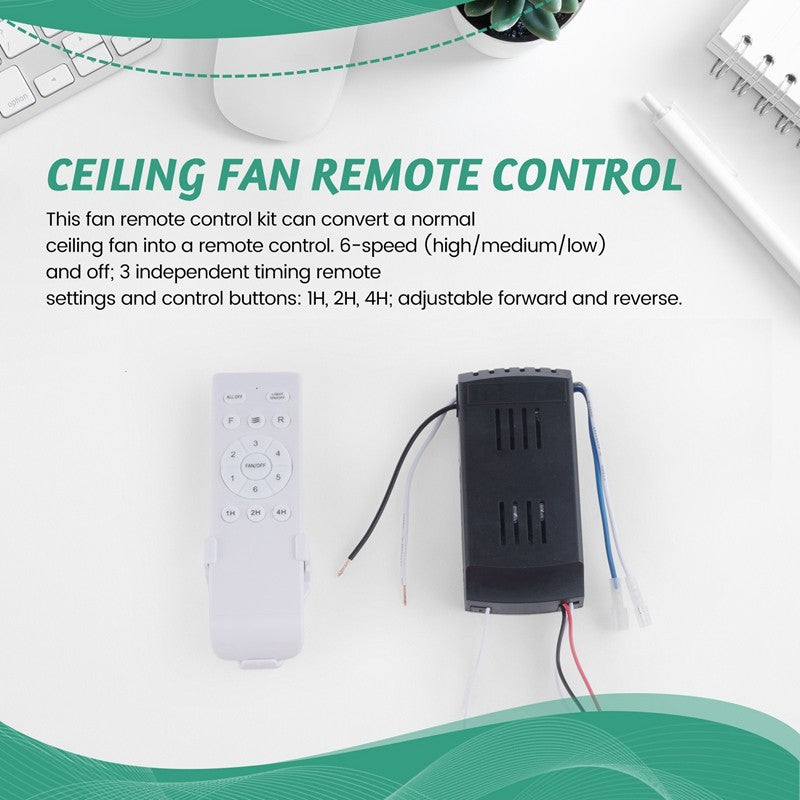 Smart Universal Ceiling DC Fan Lamp Remote Control Kit Receiver 6 Speed Timing Wireless Controller