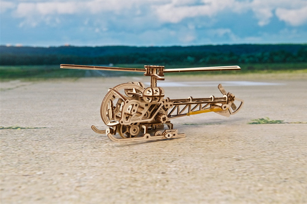 Ugears Mini Helicopter 3D Mechanical Model Wooden Puzzle DIY Kits