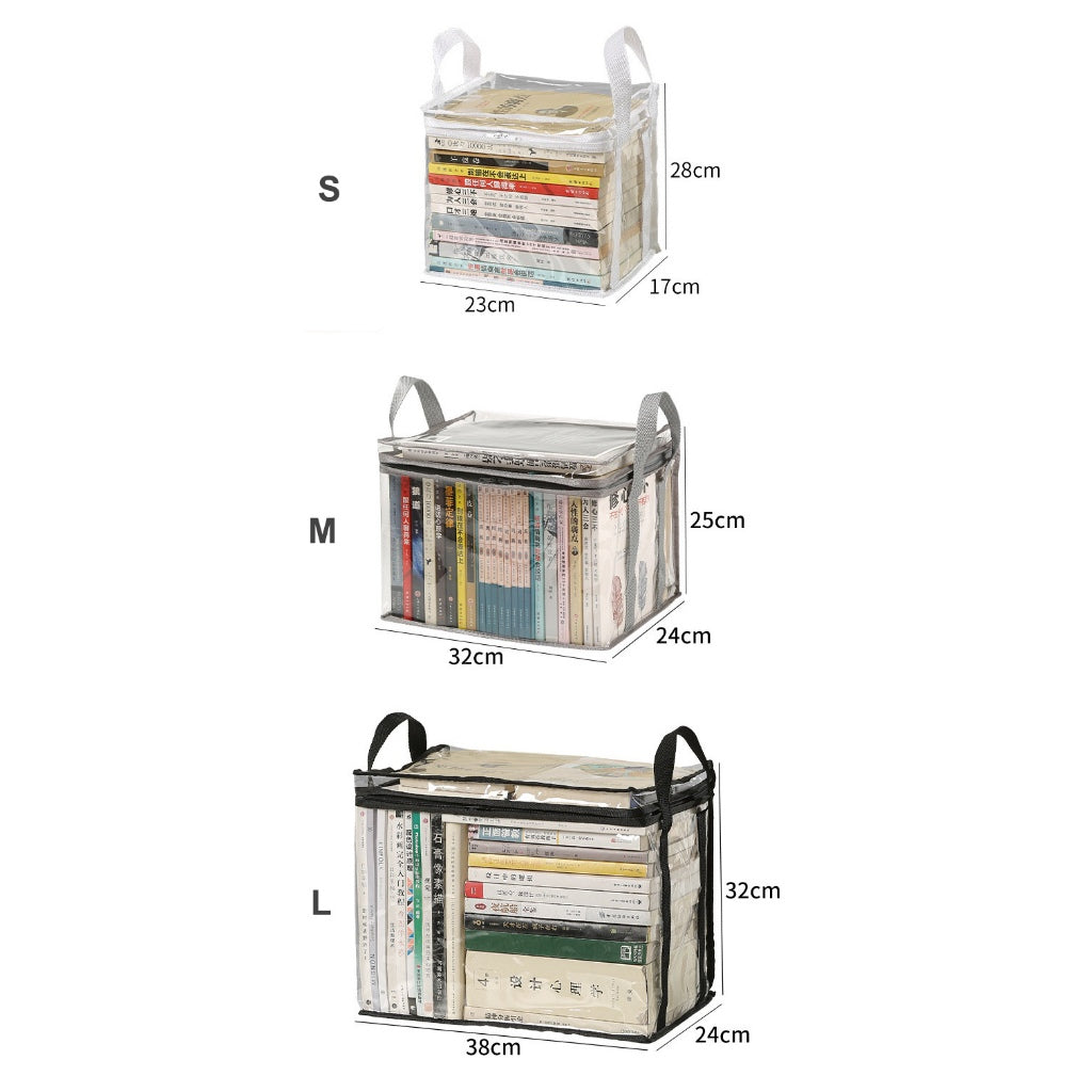 Transparent Storage Bag Zipper Clear Pouch Clothes Comic DVD Book Organizer with Handle Zip Tote
