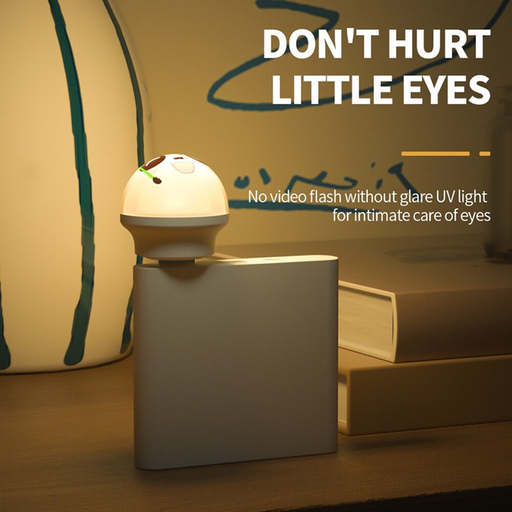 USB Smart English Voice Control Night Light LED Lamp Desk Bedside Soft Light Eye Protection Sensor