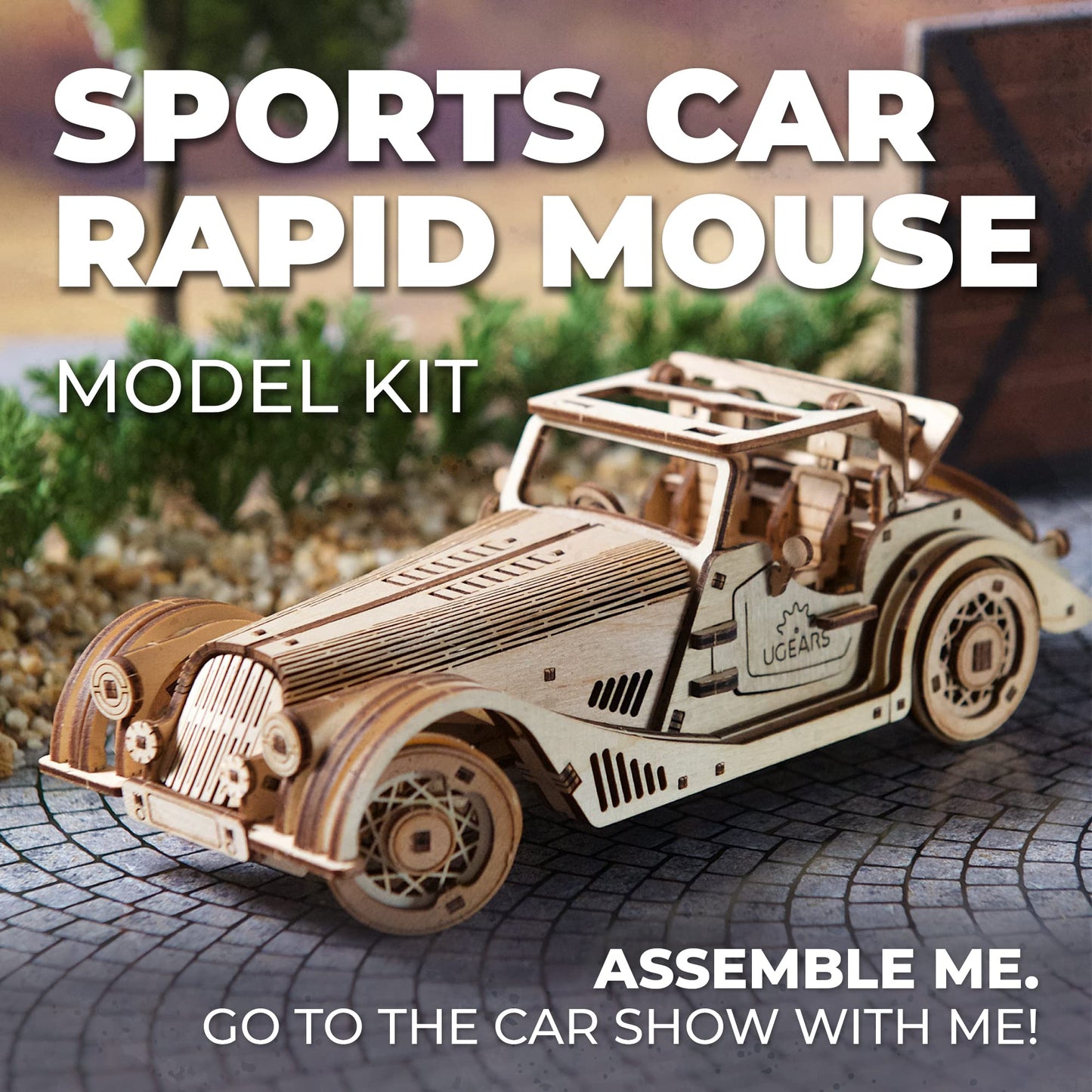 UGEARS Sports Car Rapid Mouse 3D Mechanical Model Wooden Puzzle DIY Kits