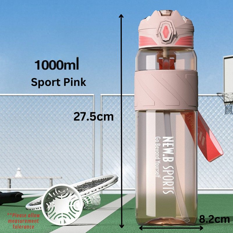 Tritan Water Bottle Straw Filter Gym Outdoor Hot Cold Leakproof Sports Cycling School Portable Dual Way