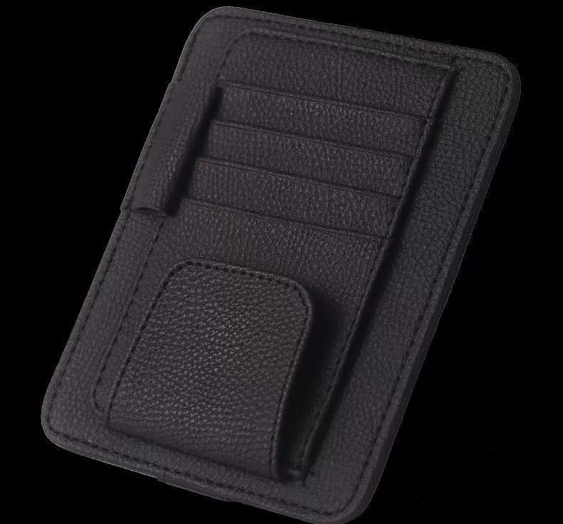 Car Sun Visor Organizer PU Leather Card Glasses Pen Holder Auto Sunvisor Interior Storage Pocket
