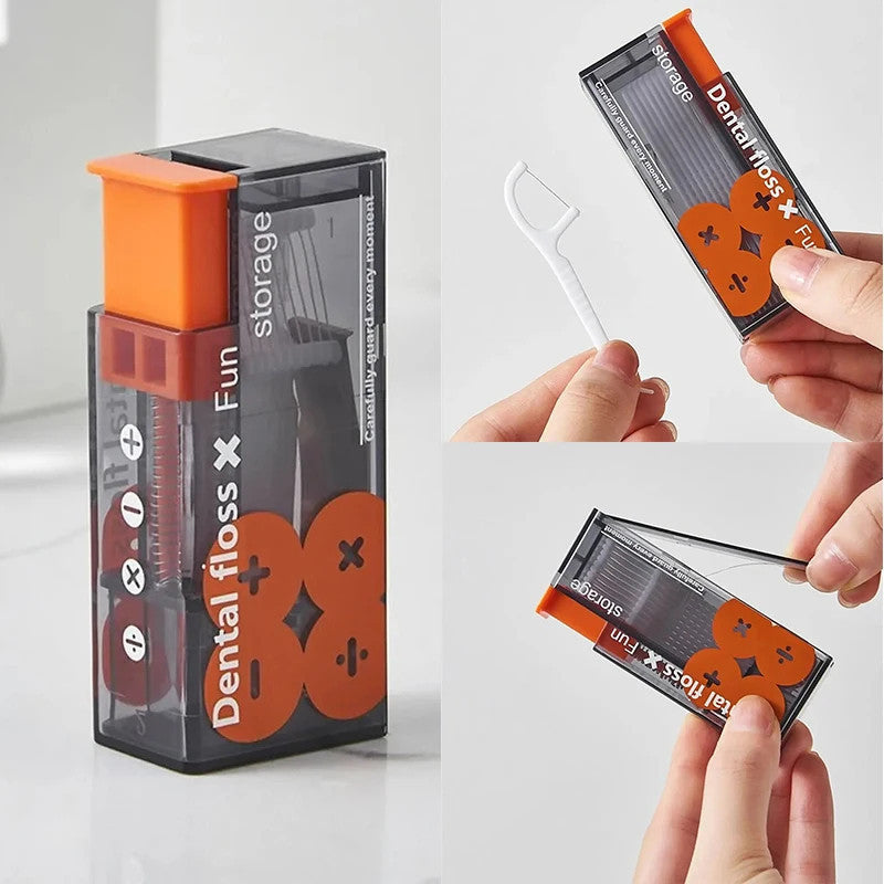 Portable Automatic Pop-Up Dental Floss Dispenser Storage Box Toothpick Oral Care Tooth Cleaning Tool