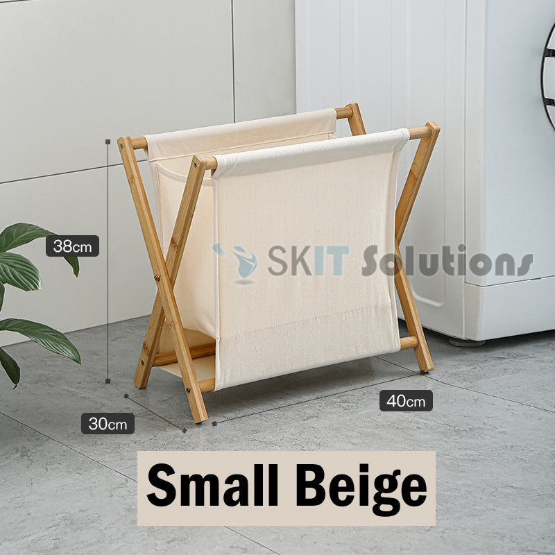 Foldable Wood Laudry Basket Dirty Clothes Large Capacity Storage Bag Japanese Style Bamboo Big Folding laundry Basket