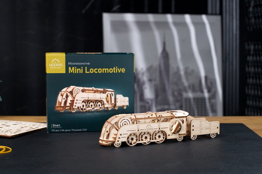 Ugears Mini Locomotive 3D Mechanical Model Wooden Puzzle DIY Kits