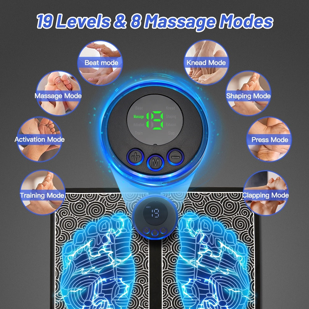 Portable EMS Foot Massager Mat Electric Muscle Stimulator Blood Circulation Acupuncture Pain Relief