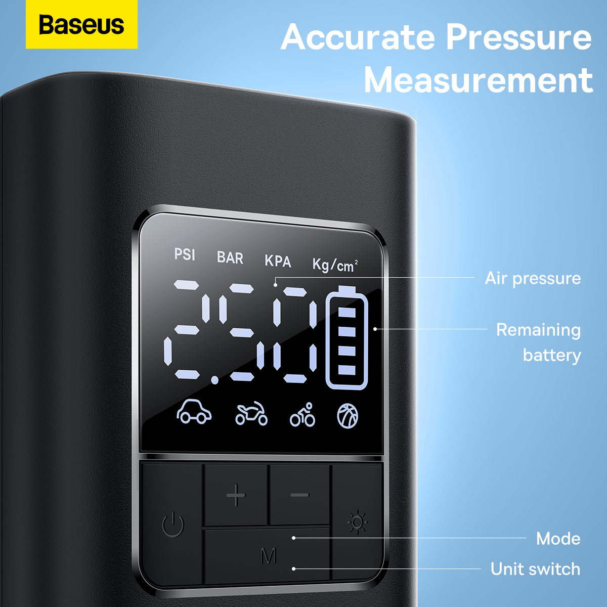 Baseus Supermini Pro Series Wireless Car Inflator 4000mAh Air Pressure Pump Compressor Tyre Tire Bicycle Bike Wheel Ball