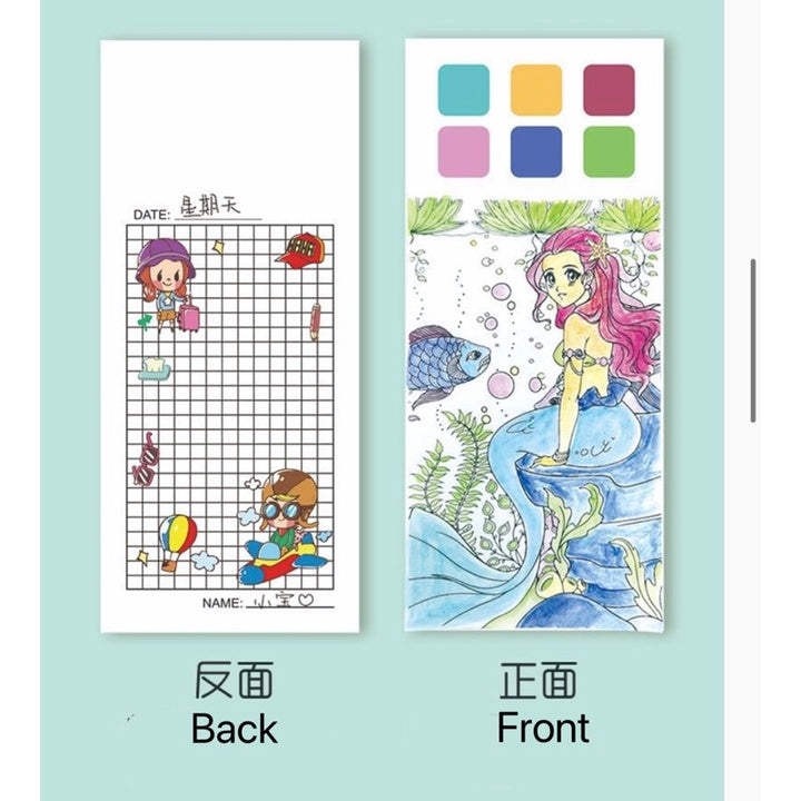 Pocket Water Color Painting Book 20 Picture Creative Paint Kit Pocket Paint with Brush Painting for Toddlers Kids 3+